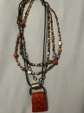 Silpada Multi-Strand Necklace with Brown and Cream Beads